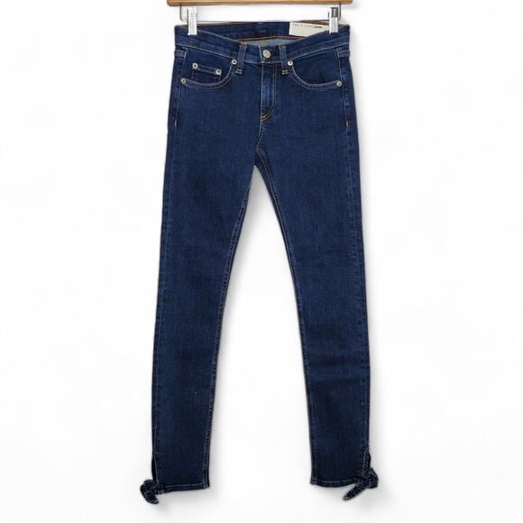 rag & bone Women's Stevie Ankle Bow Tie Skinny Jeans Size 24 Dark Wash Mid Rise - Picture 2 of 10